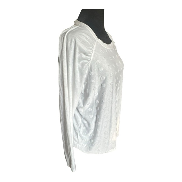 Tommy Hilfiger Women’s Pleated-Shoulder Heart-Texture Top — Size L — White - Picture 6 of 11